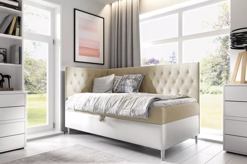 Gulta Filip 3 R Boxspring Standard Guļamvietas platums: 80 cm, Korpusa krāsa: balts, Guļamvietas garums: 200 cm, · 88 × 