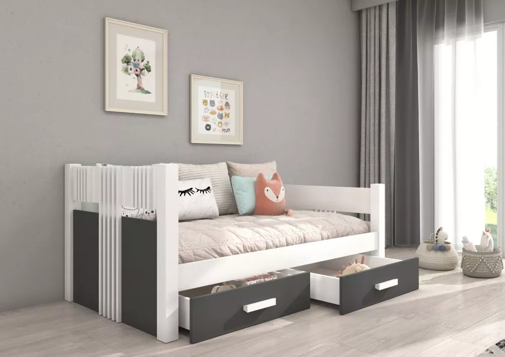 Bērnu gulta Bibi ar stelāžu Guļamvietas platums: 80 cm, Guļamvietas garums: 180 cm, · 93 × 194 × 80 cm