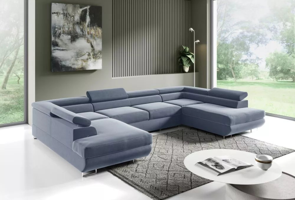 Dīvāns Corner 160 Premium standard · Gaiši zils · 201 × 335 × 72 cm