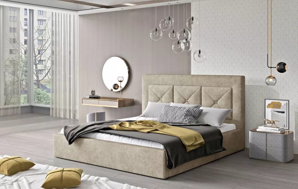 Gulta Cloe Lux Standard ar stelāžu Guļamvietas platums: 140 cm, Guļamvietas garums: 200 cm, stelāžas tips: metāla, · Krē