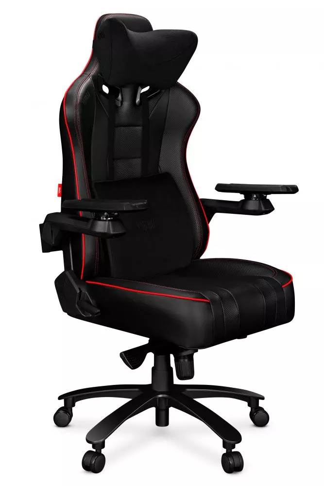 Datorkrēsls Yumisu 2049 Eco Korpusa krāsa: melns, Elementu krāsa: sarkans, Sēdvietas platums: 55 cm, · 70 × 70 × 136 cm