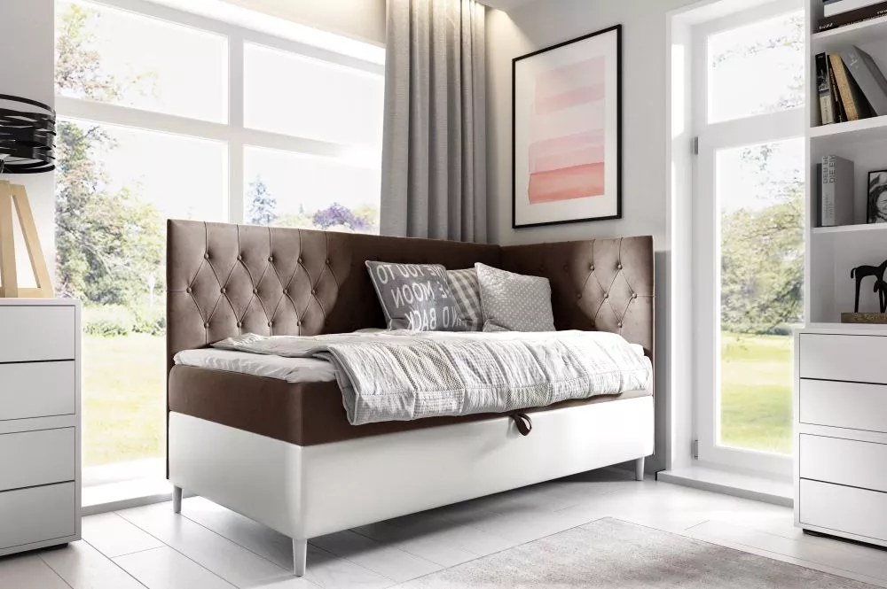 Gulta Filip 3 L Boxspring Standard Guļamvietas platums: 80 cm, Korpusa krāsa: balts, Guļamvietas garums: 200 cm, · 88 × 