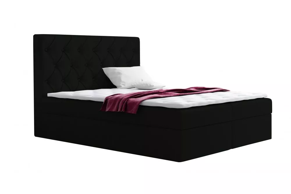 Gulta Boxspring 56 standard Guļamvietas platums: 200 cm, Guļamvietas garums: 200 cm, · Melns · 201 × 210 × 122 cm