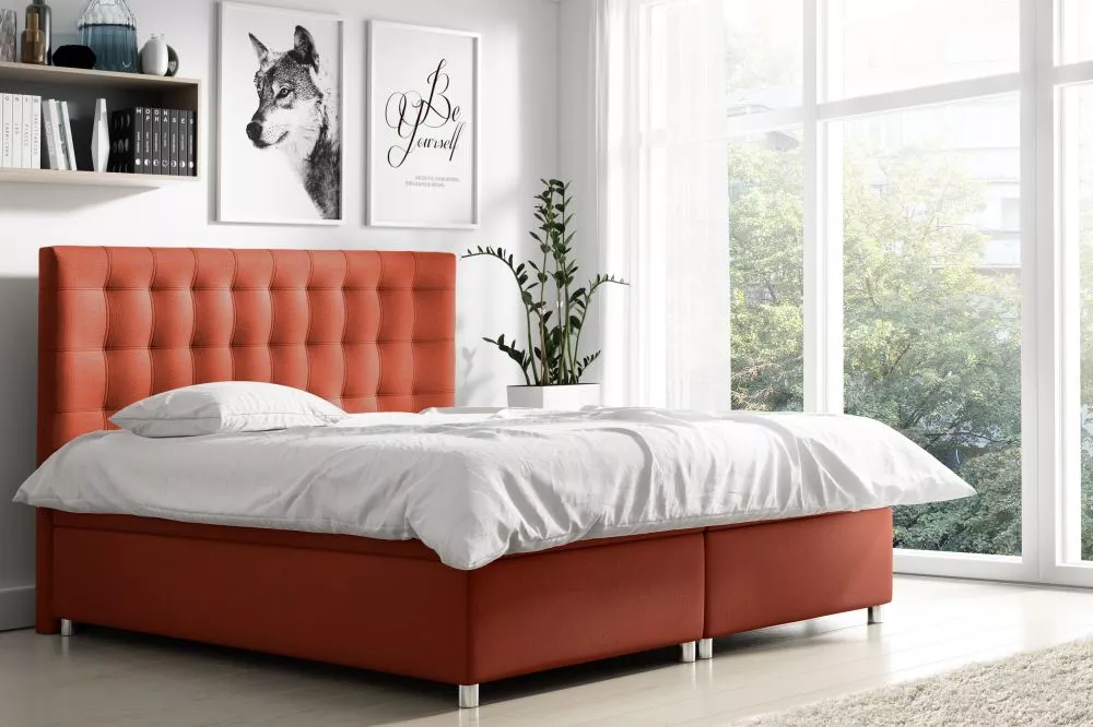 Gulta Bella Boxspring Premium Standard Guļamvietas platums: 160 cm, Guļamvietas garums: 200 cm, · Sarkans · 160 × 213 × 