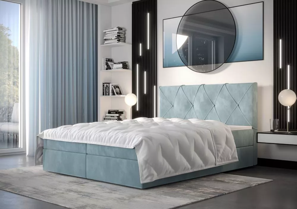 Gulta Altea Boxspring Standard Guļamvietas platums: 90 cm, Guļamvietas garums: 200 cm, · Gaiši zils · 90 × 207 × 104 cm