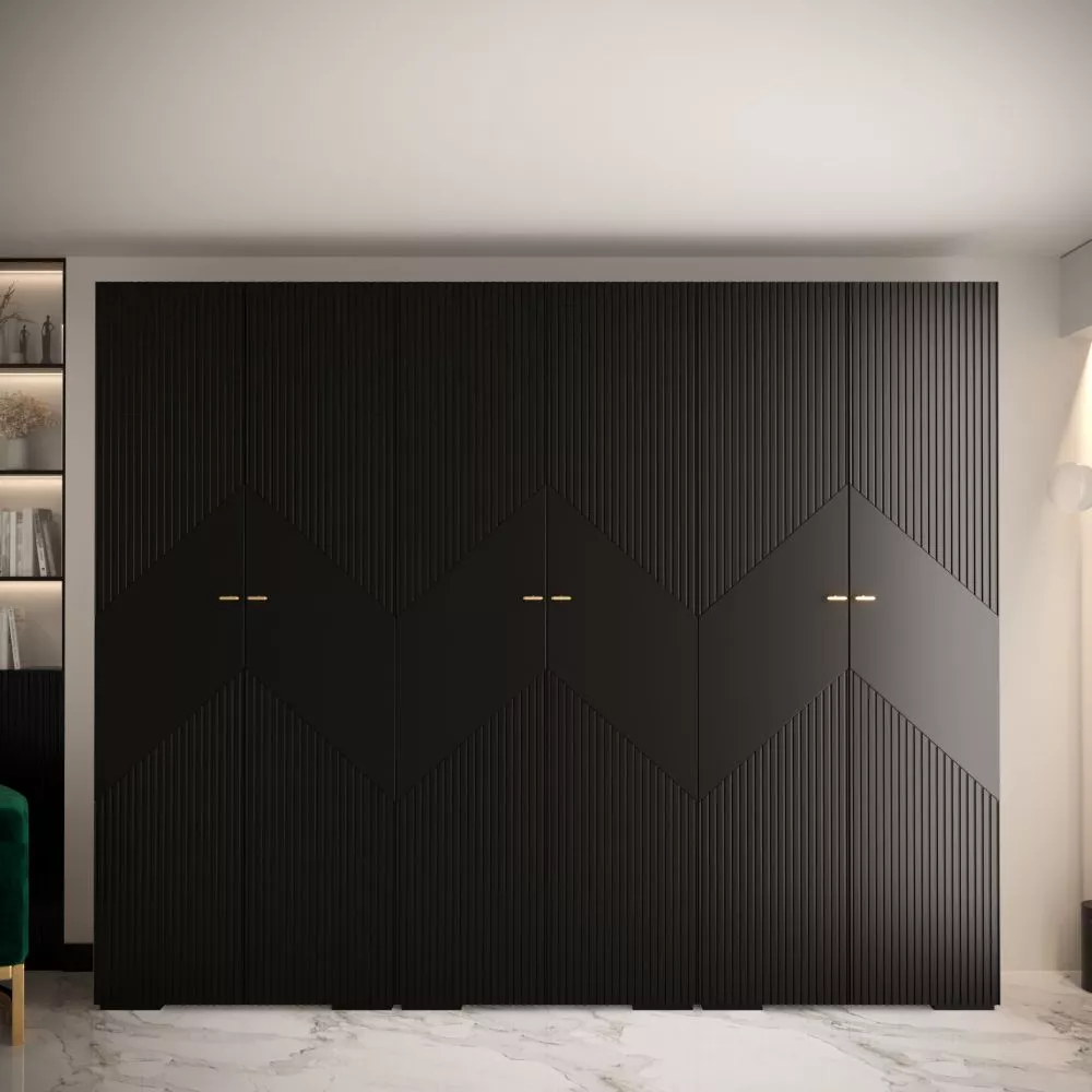 Skapis Manhattan Ryfel 2 · Melna · 300 × 47 × 236.7 cm