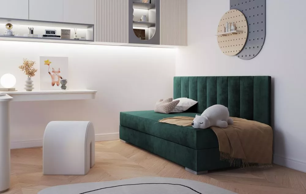 Gulta Coimbra 2 Boxspring Standard Guļamvietas platums: 90 cm, Guļamvietas garums: 200 cm, · Zaļš · 95 × 205 × 95 cm