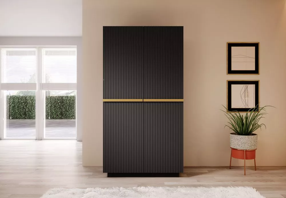 Skapis Nicole SZ100 2D2SZ Gold C · Melns · 100 × 62 × 207 cm