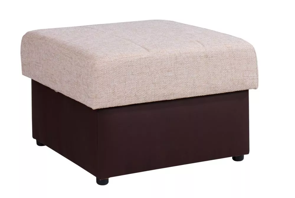 Pufs Kolder P Standard Auduma numurs: Lawa 01 + Soft 66, · Gaiši bēšs + brūns · 70 × 48 × 70 cm