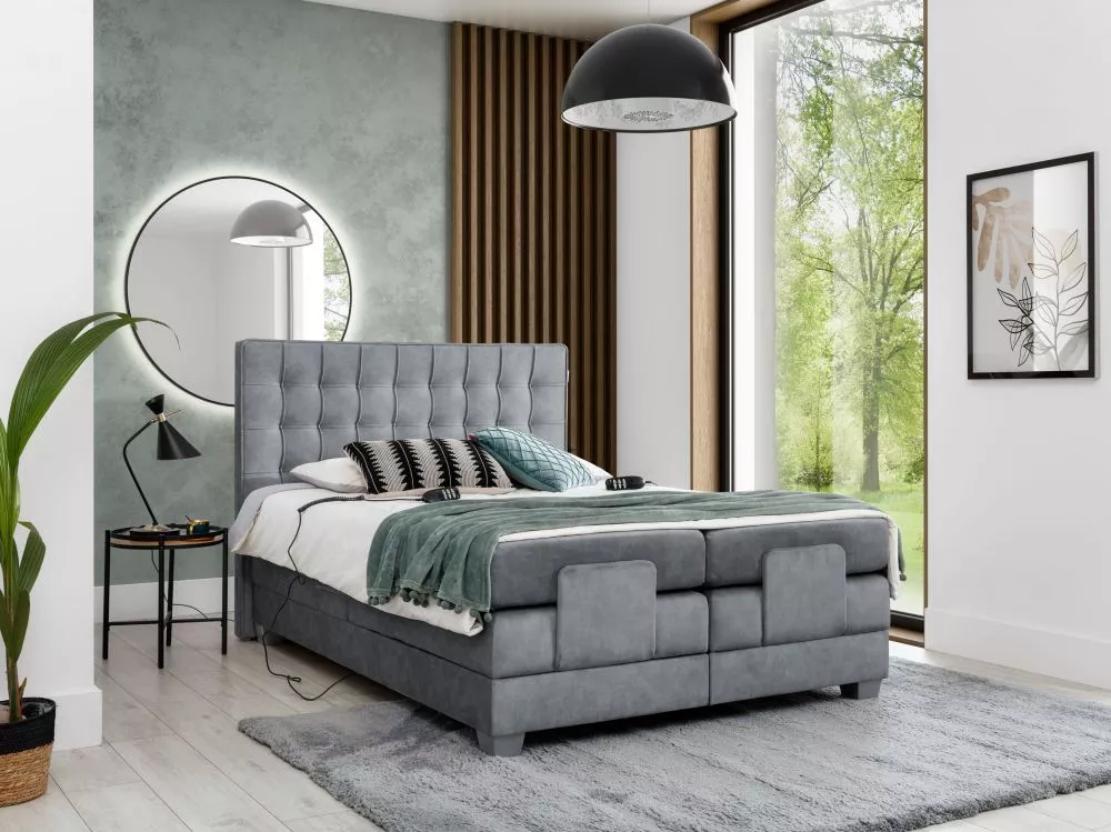 Gulta Play Electric Boxspring Standard Guļamvietas platums: 160 cm, Guļamvietas garums: 200 cm, · Tumši pelēks · 167 × 2