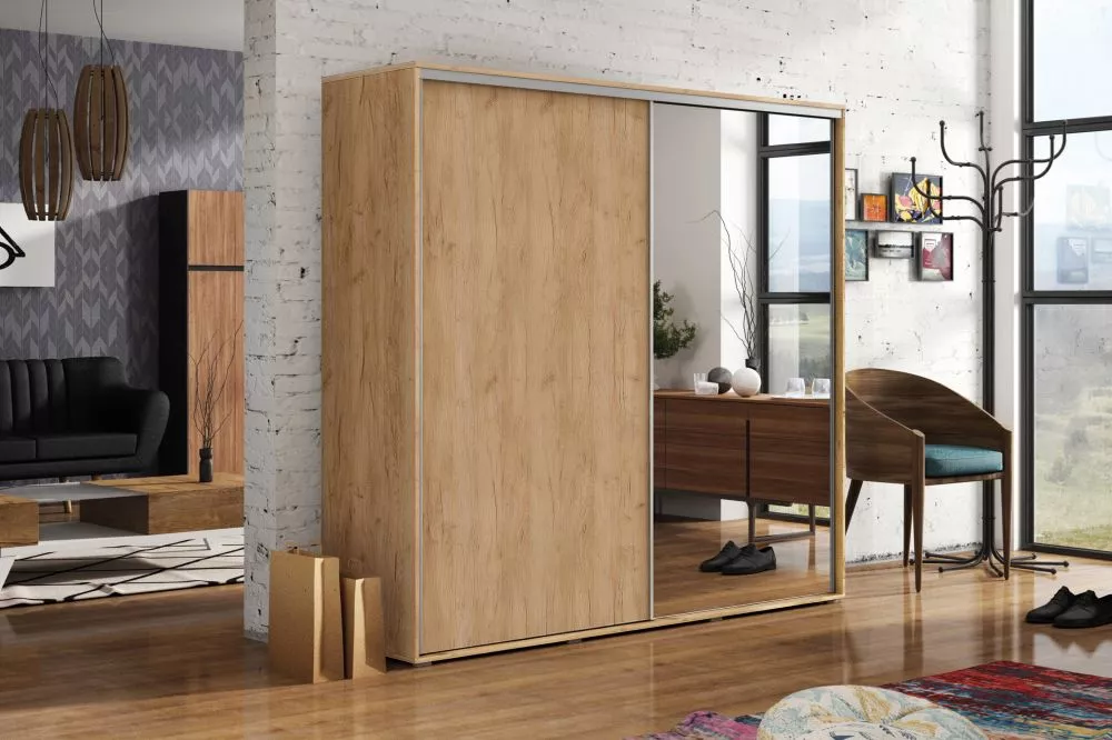 Skapis Modern A20 · Ozols craft zelts · 230 × 62 × 215 cm