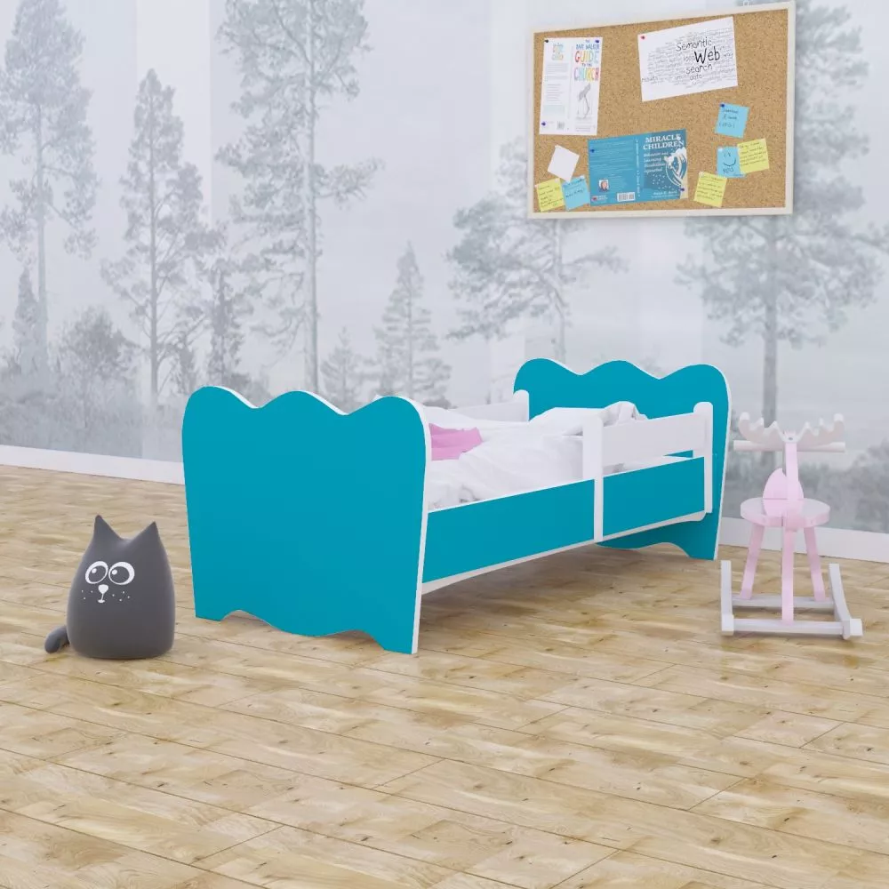 Bērnu gulta Classic L01 140x70 ar stelāžu Guļamvietas platums: 70 cm, Guļamvietas garums: 140 cm, · Zils · 82 × 144 × 57