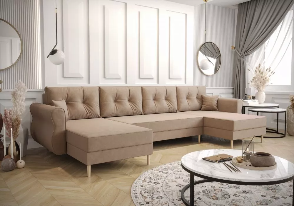Dīvāns Apollo U Standard · Kapučino · 140 × 300 × 93 cm