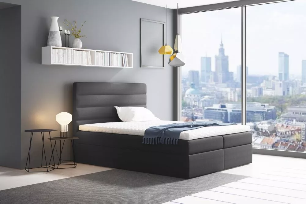 Gulta Velar Boxspring Premium Standard Guļamvietas platums: 160 cm, Guļamvietas garums: 200 cm, · Melns · 164 × 208 × 10