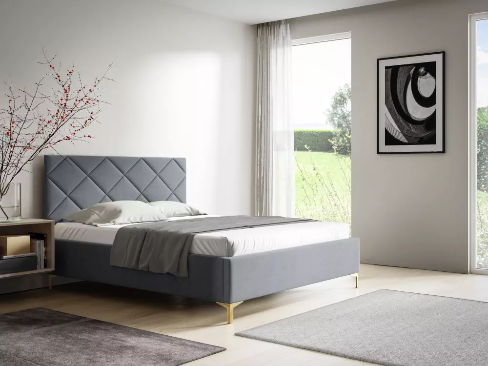 Gulta PK33 ar stelāžu Guļamvietas platums: 140 cm, Guļamvietas garums: 200 cm, stelāžas tips: metāla, · Pelēks · 148 × 2