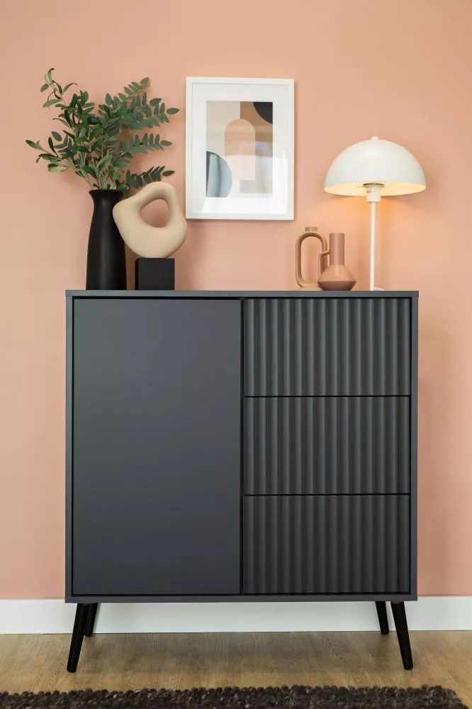 Kumode Barcelona K1D3S · Antracīts · 90 × 40 × 98 cm