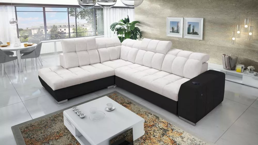 Dīvāns Pagano 7 Premium Standard · Bēšs + melns · 225 × 285 × 83 cm