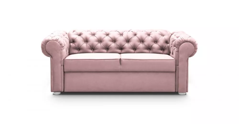 Dīvāns Valentino 2S Standard · Rozā · 92 × 202 × 82 cm