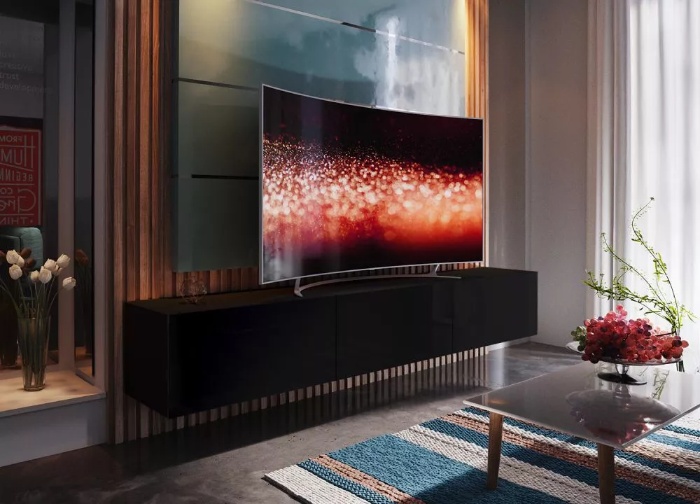 TV tumba Box 14 · Melns · 258 × 38 × 40 cm