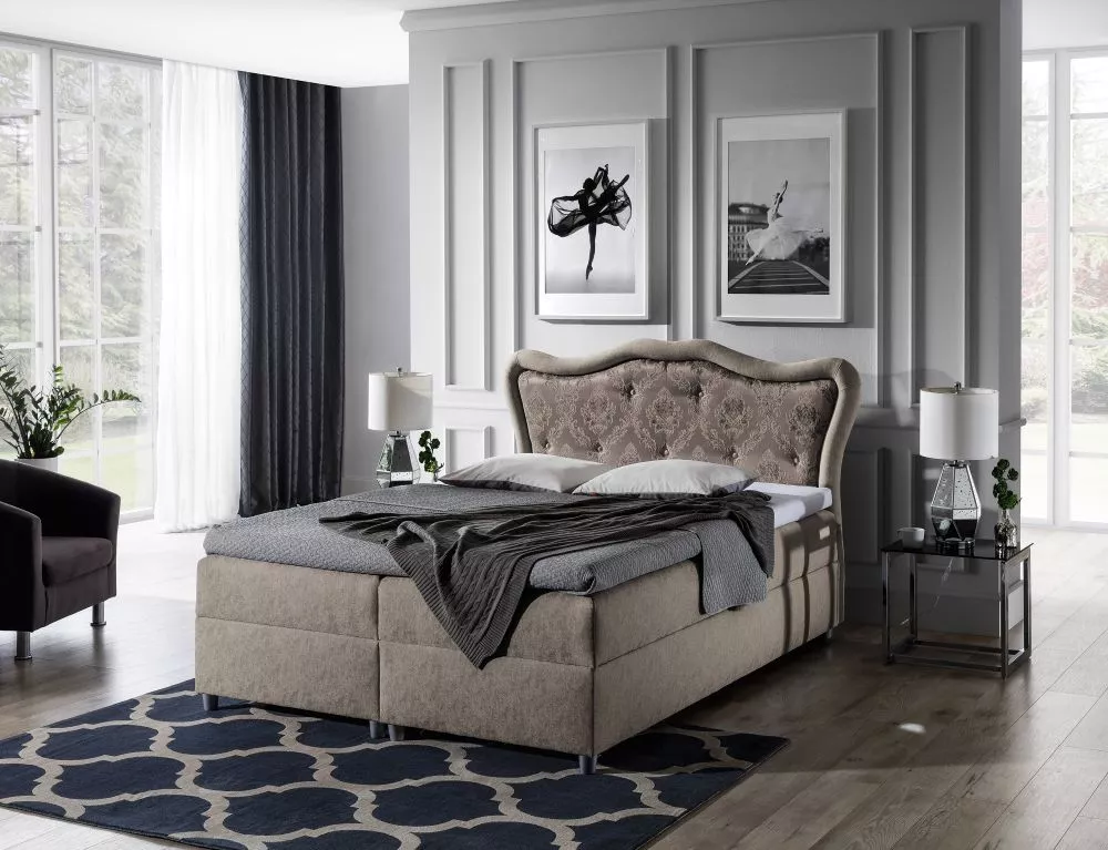 Gulta Gusto Boxspring Premium Standard Guļamvietas platums: 180 cm, Guļamvietas garums: 200 cm, · Kapučino · 197 × 208 ×