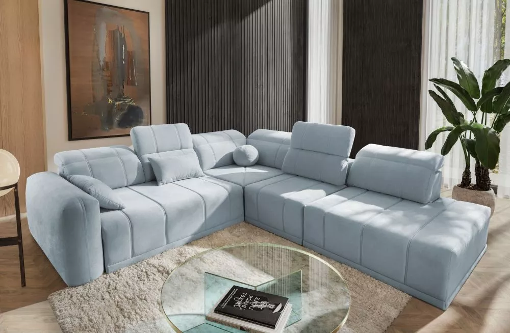 Dīvāns Ravello 9 Standard · Gaiši zils · 287 × 300 × 82 cm