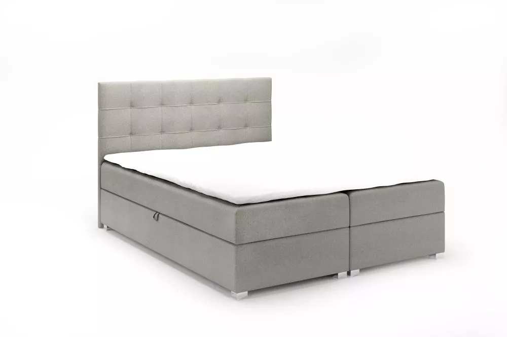 Gulta Luue Boxspring Standard Guļamvietas platums: 160 cm, Guļamvietas garums: 200 cm, · Gaiši pelēks · 163 × 206 × 103 