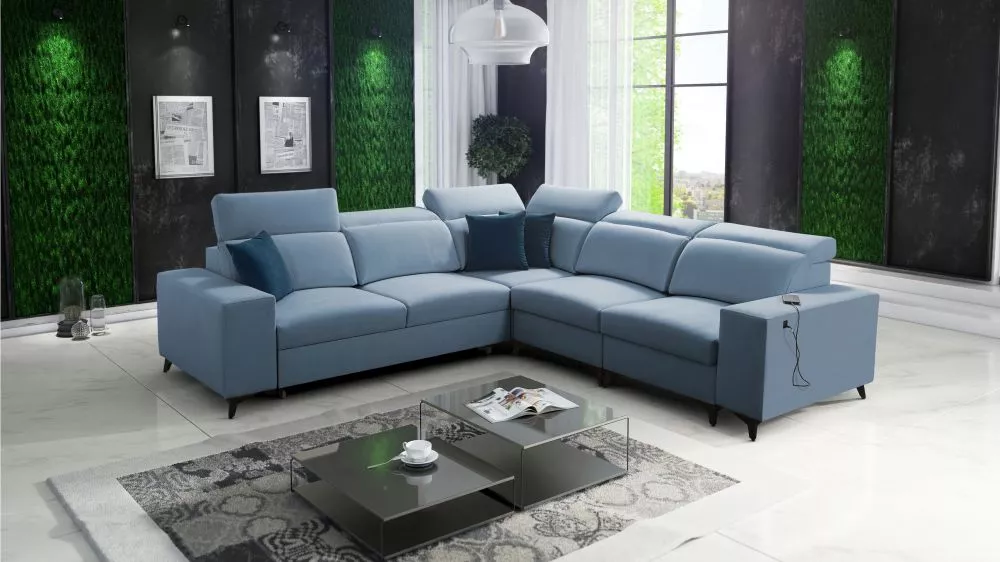 Dīvāns Bartone 3 Mix Standard · Gaiši zils · 283 × 283 × 83 cm