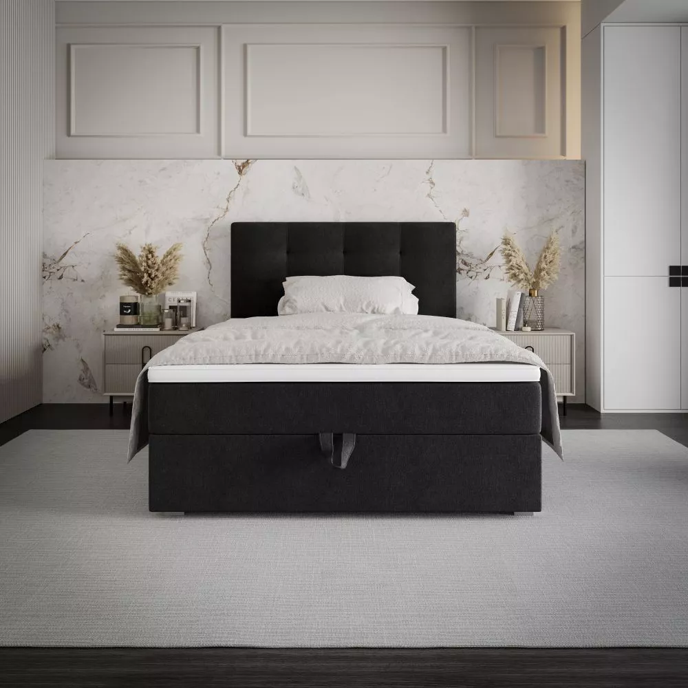 Gulta Fado 2 P Boxspring Standard Guļamvietas platums: 80 cm, Guļamvietas garums: 200 cm, · Melns · 80 × 205 × 102 cm