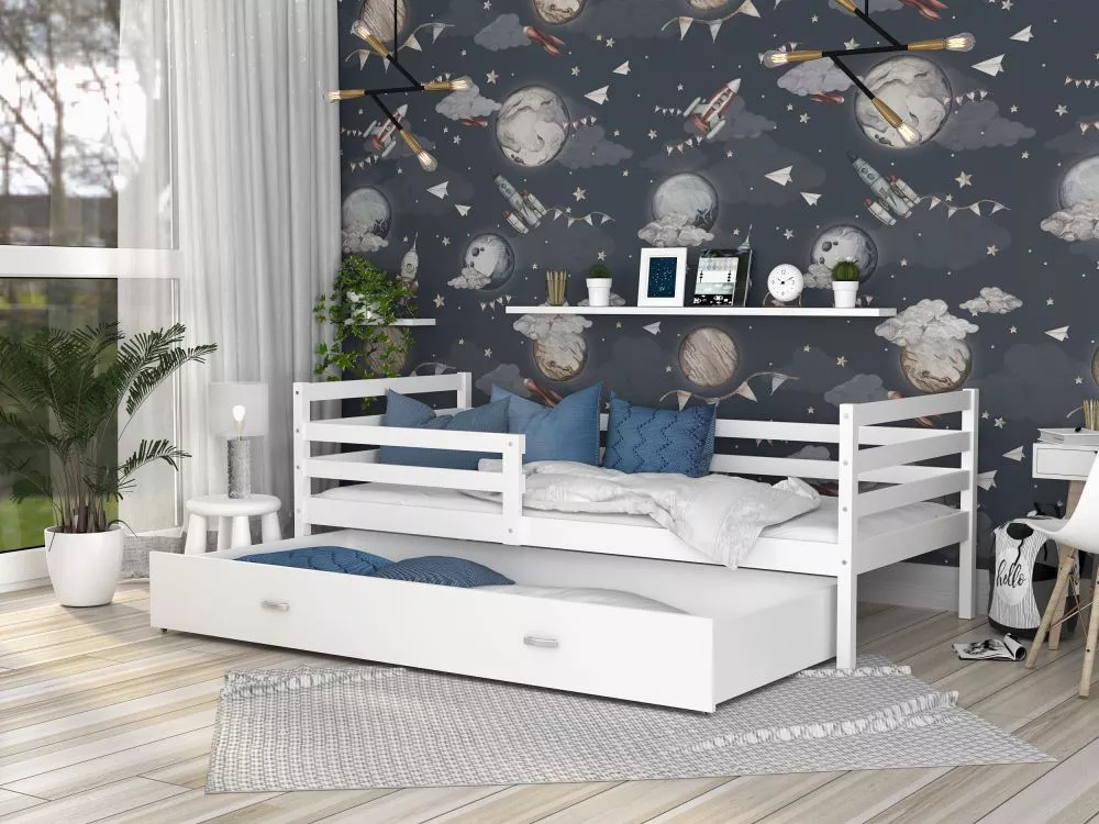 Bērnu gulta Jacek P MDF 80x190 ar stelāžu Guļamvietas platums: 80 cm, Guļamvietas garums: 190 cm, · 86 × 198 × 74 cm