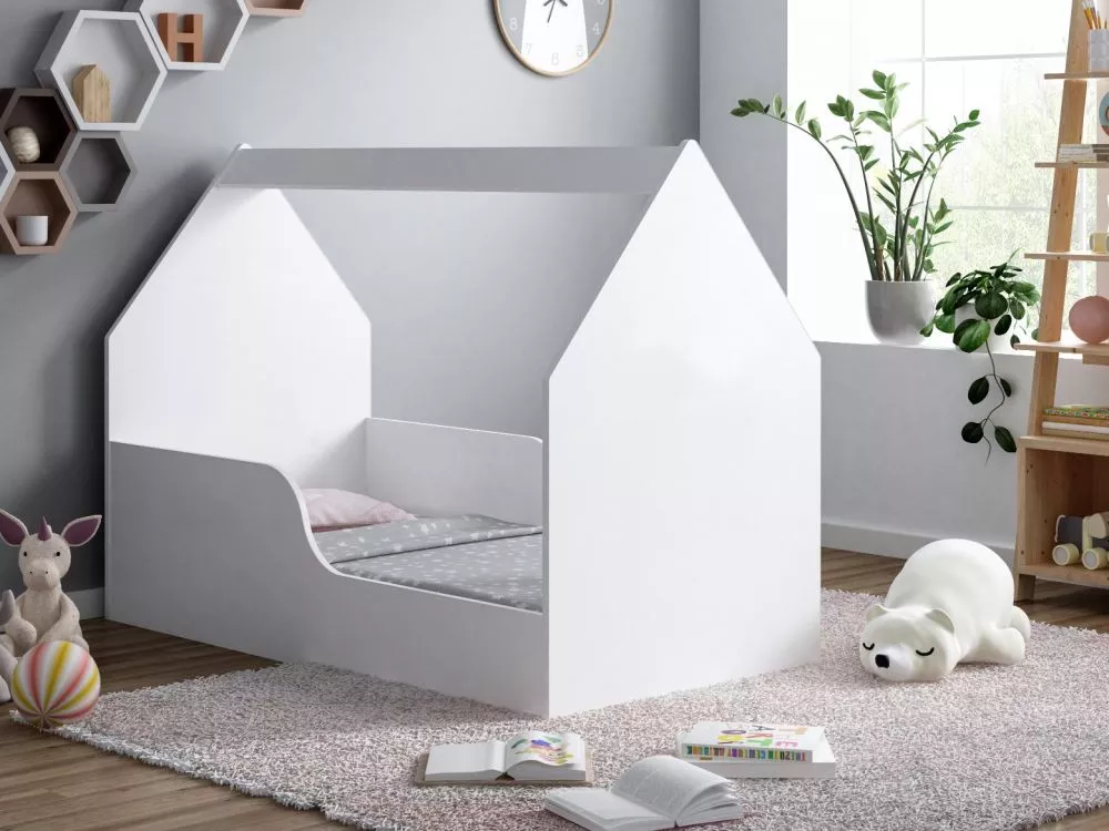 Bērnu gulta House 2 ar stelāžu Guļamvietas platums: 70 cm, Guļamvietas garums: 140 cm, · 70 × 144 × 106 cm