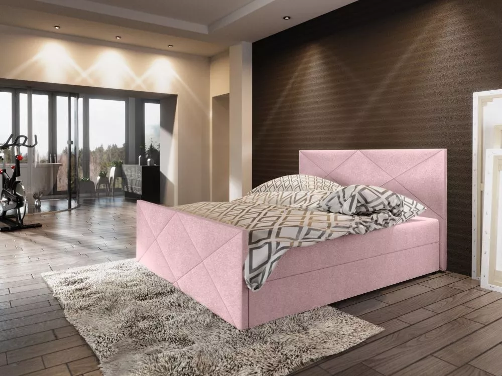 Gulta Milano 4 Boxspring Standard Guļamvietas platums: 180 cm, Guļamvietas garums: 200 cm, · Rozā · 185 × 216 × 106 cm
