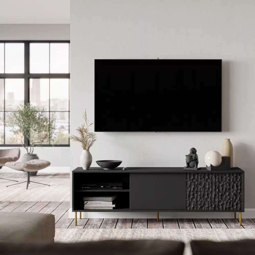 TV tumba Bullet RTV-1 · Melns · 180 × 41 × 58 cm