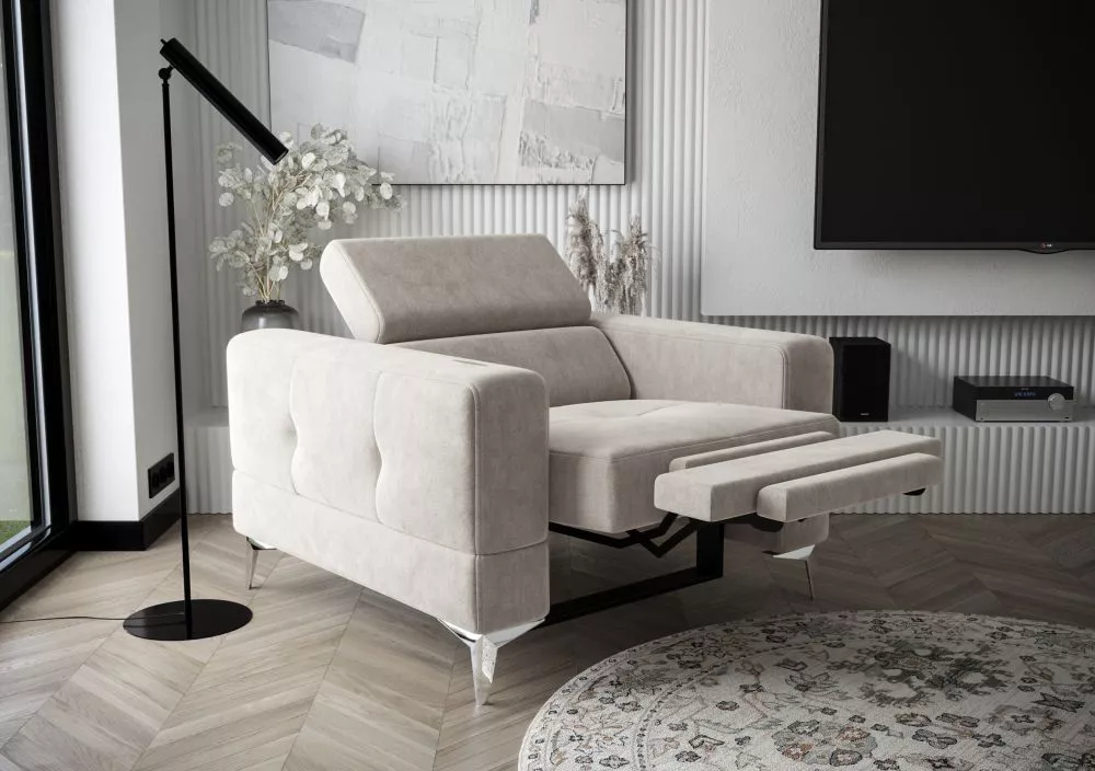 Mīksts krēsls Toscania 1S Relax standard Sēdvietas dziļums: 56 cm, · Krēma · 115 × 97 × 78 cm