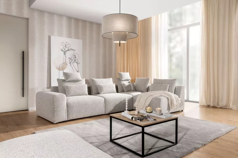 Dīvāns Bastia M standard · Krēma pelēks · 195 × 318 × 87 cm