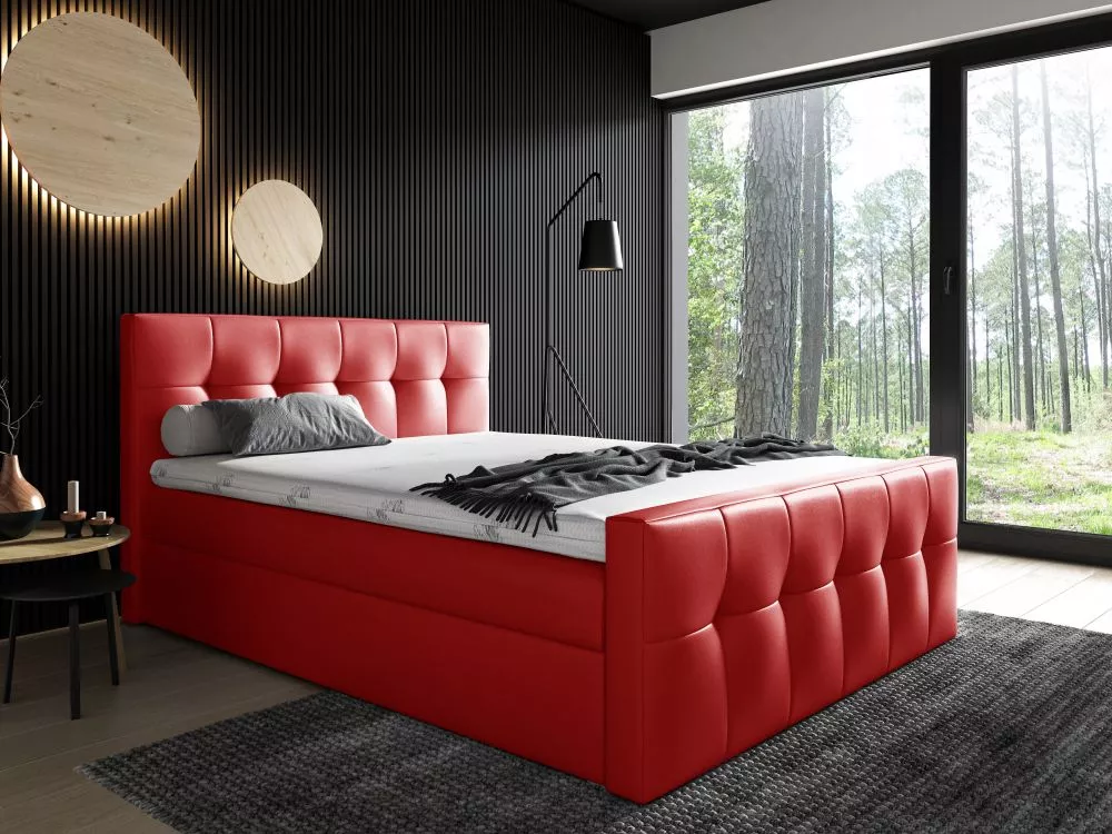 Gulta Malibu Boxspring Standard Guļamvietas platums: 180 cm, Guļamvietas garums: 200 cm, · Sarkans · 182 × 226 × 120 cm