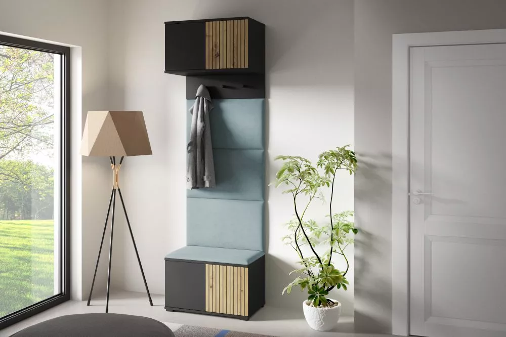 Apavu plaukts Ross 5 Trinity Korpusa krāsa: melns + ozols artisan, · 70 × 225 × 40 cm