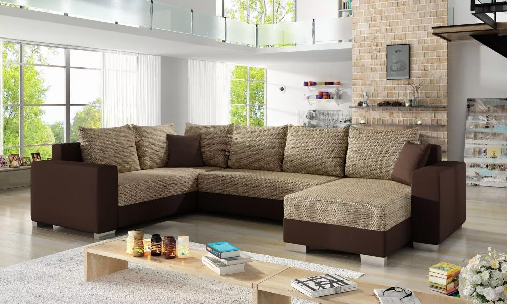 Dīvāns Marco Lux standard · Bēšs + brūns · 210 × 312 × 92 cm