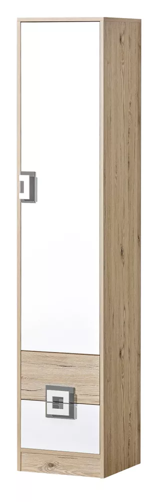 Grāmatu skapis Nico 05 Korpusa krāsa: ozols + balts, Elementu krāsa: pelēks, · 40 × 40 × 190 cm