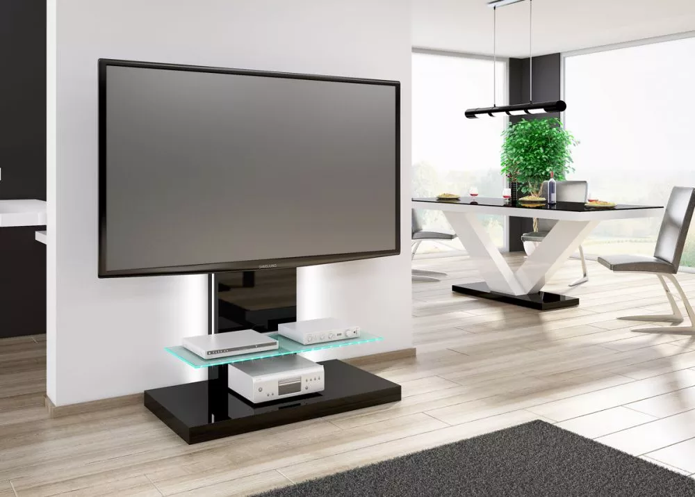 TV tumba Marino Max ar LED · Melns · 100 × 55 × 134 cm