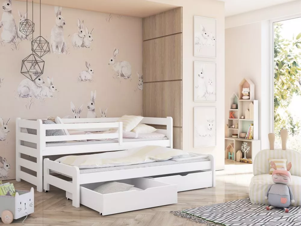 Bērnu gulta Senso ar stelāžām Guļamvietas platums: 80 cm, Guļamvietas garums: 180 cm, · Balts · 87 × 188 × 77.5 cm