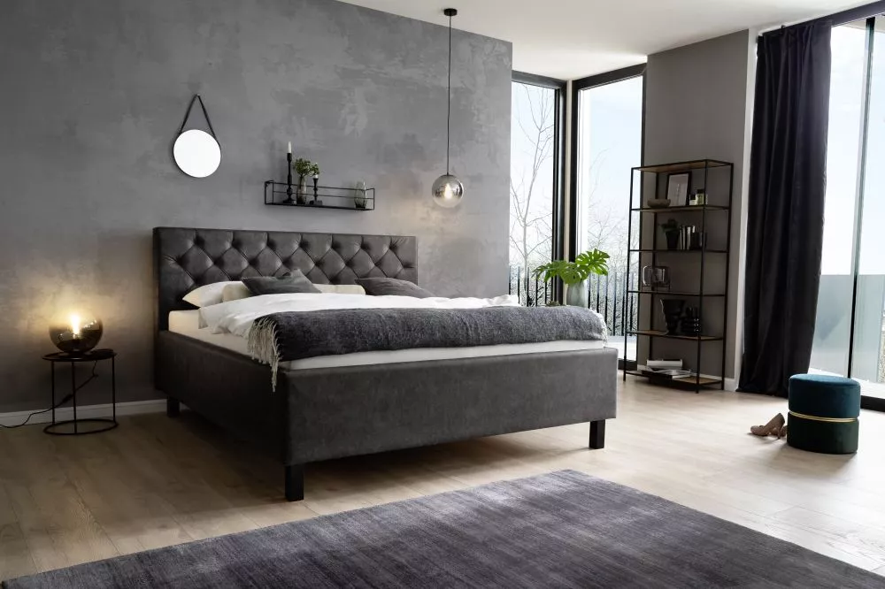 Gulta San Remo Black Standard 160x200 ar stelāžām Guļamvietas platums: 160 cm, Guļamvietas garums: 200 cm, stelāžas tips
