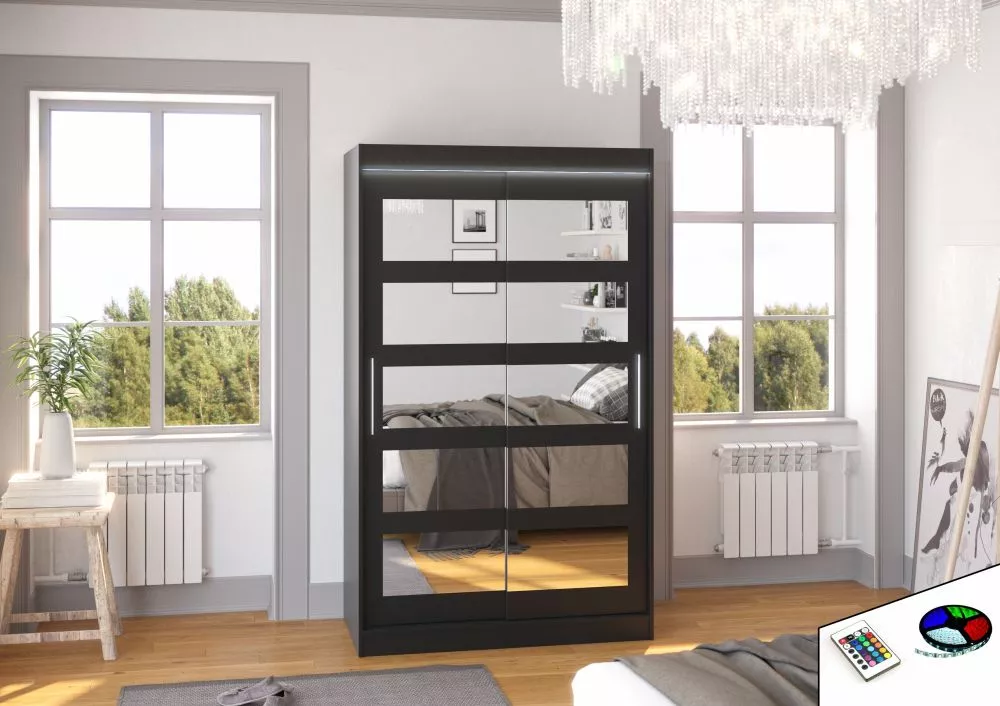 Skapis Salem ar LED · Melna · 120 × 58 × 200 cm