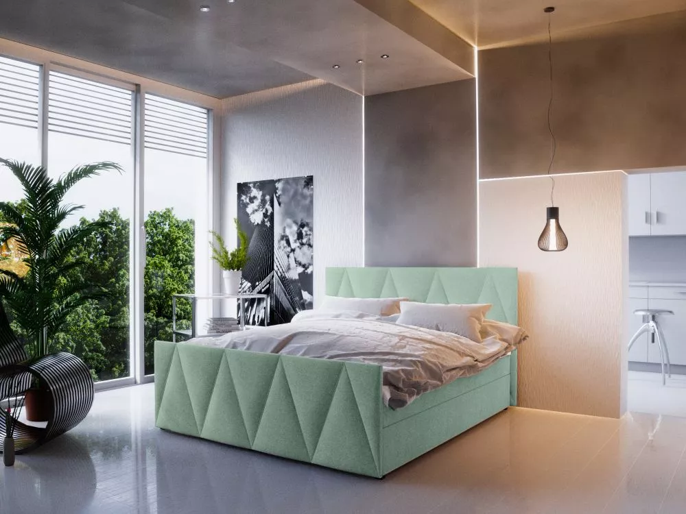 Gulta Milano 3 Boxspring Standard Guļamvietas platums: 140 cm, Guļamvietas garums: 200 cm, · Piparmētru · 145 × 216 × 10