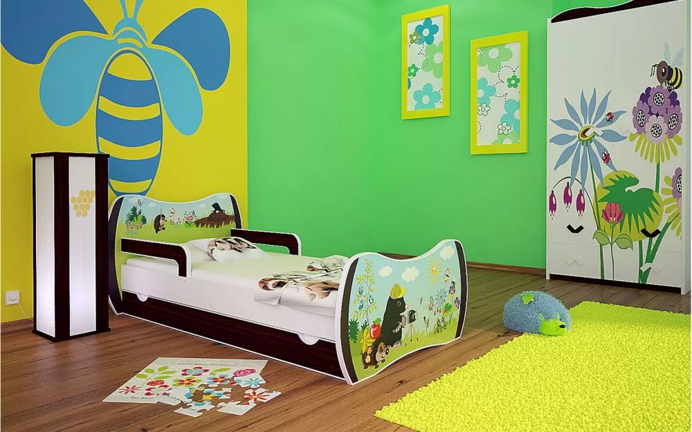 Bērnu gulta Dream L06 180x90 DM18 ar stelāžu Guļamvietas platums: 90 cm, Guļamvietas garums: 180 cm, · 114 × 184 × 71 cm