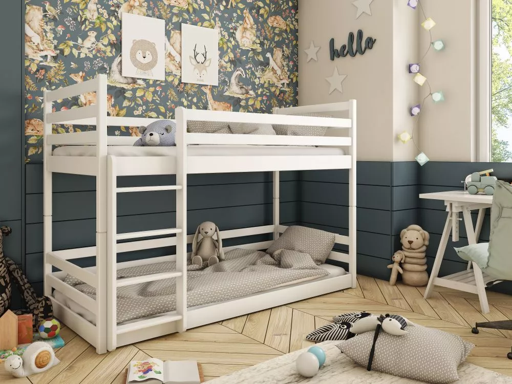 Bērnu gulta Mini ar stelāžu Guļamvietas platums: 90 cm, Guļamvietas garums: 190 cm, · Balts · 97 × 198 × 135.5 cm