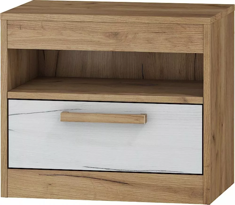 Naktsgaldiņš Maximus MXS 32 · Zelts ozols + balts ozols · 52 × 33.4 × 45.5 cm