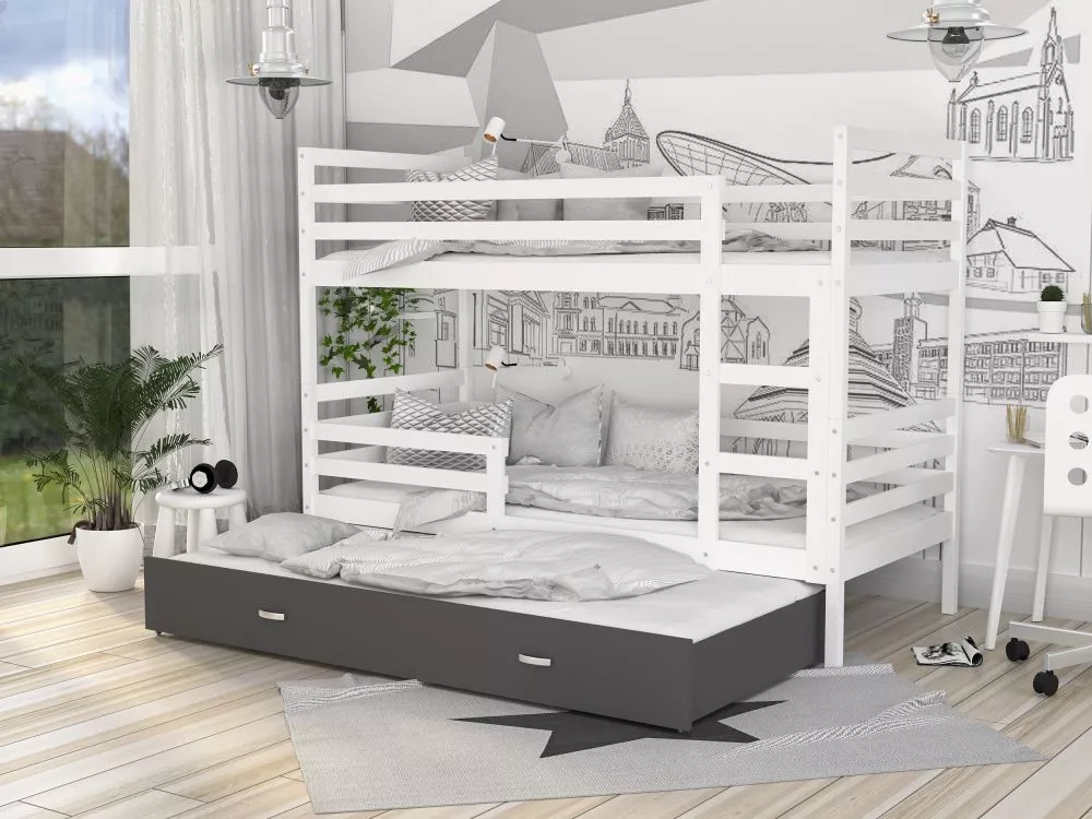 Bērnu gulta Jacek 3 MDF 80x190 ar stelāžām Guļamvietas platums: 80 cm, Guļamvietas garums: 190 cm, · 86 × 198 × 158 cm