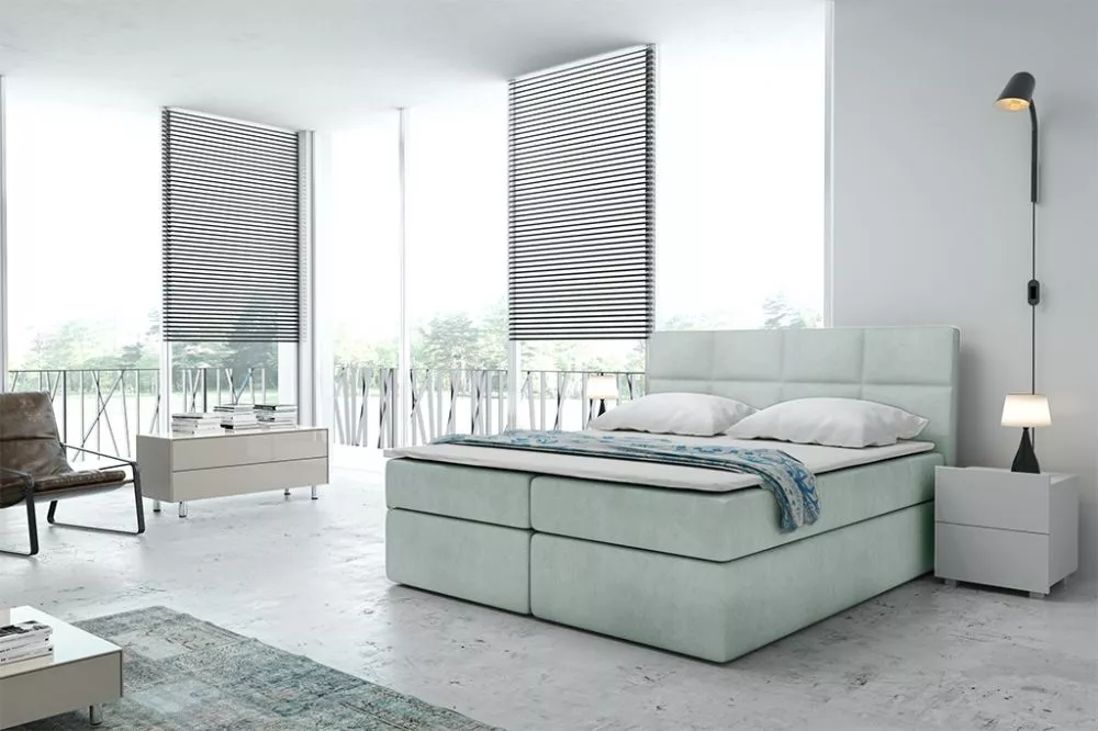 Gulta Boxspring 57 standard Guļamvietas platums: 200 cm, Guļamvietas garums: 200 cm, · Piparmētru · 201 × 210 × 122 cm