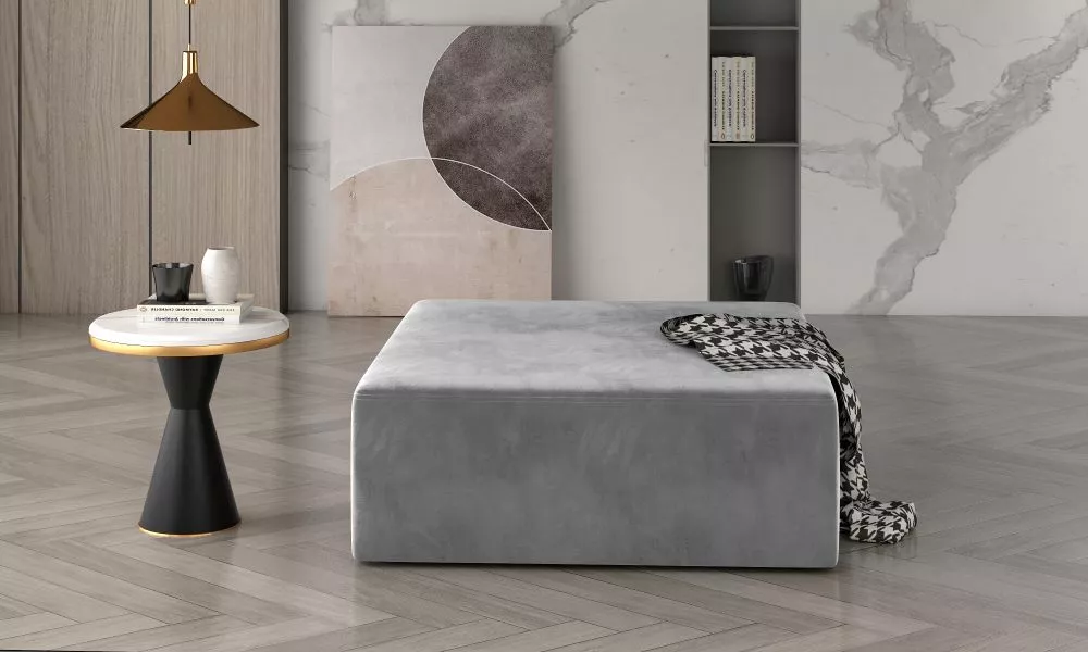 Pufs Kelim Standard Auduma numurs: Monolith 84, · Gaiši pelēks · 83 × 42 × 83 cm