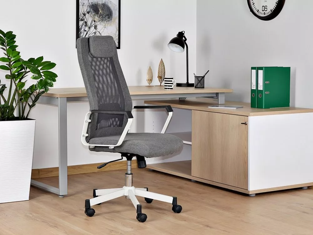 Datorkrēsls Fox white Sēdvietas platums: 48 cm, · Pelēks · 58 × 49 × 109 cm